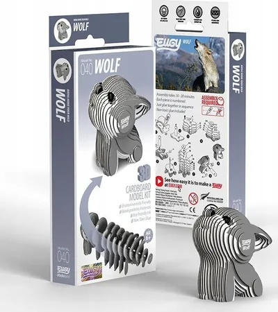 Puzzle 3D Safari Ltd EUGY Wolf, lodër edukative, prej materiali biodegradueshëm, shumëngjyrësh - 5