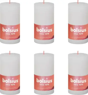 Qirinj shtyllë Bolsius Shine, 130x68mm, set 6 copë, të bardhë