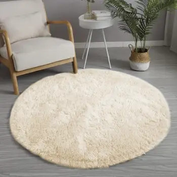 Tapet Tapi Round Shaggy, rreth 120 cm, polyester, krem