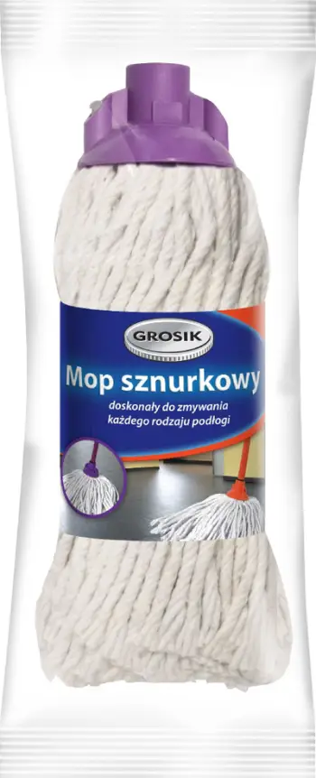 Mop me fije Grosik Round String, kokë rrumbullake, universal, i bardhë