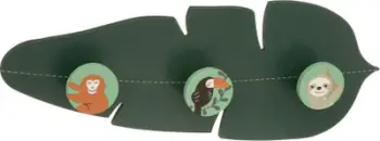 Varëse muri për fëmijë Atmosphera Leaf, 3 grepa, MDF, jeshile e errët