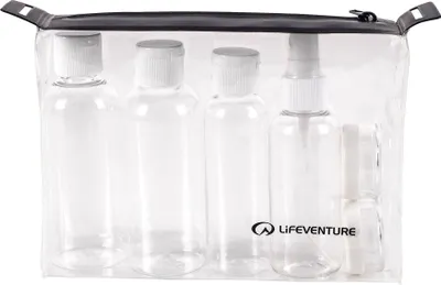 Set shishesh udhëtimi Lifeventure Flight Bottle Set, kontenierë silikoni, etui e papërshkueshme nga uji, shumëngjyrëshe - 1