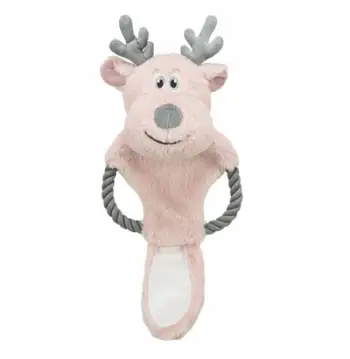 Lodër për qen Trixie Festive Reindeer, pelush me crinkle, me litar