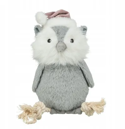 Lodër për qen Trixie Christmas Plush Owl Rope, 31cm, me zë, shumëngjyrëshe - 1