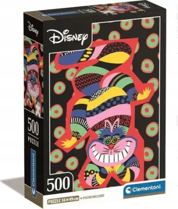 Puzzle Clementoni Disney Alice in Wonderland Cheshire Cat, 500 copa, 49x36 cm, shumëngjyrësh