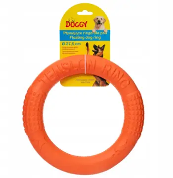 Lodër unazë notuese për qen Doggy, 27.5 cm, përtypje dhe tërheqje, portokalli