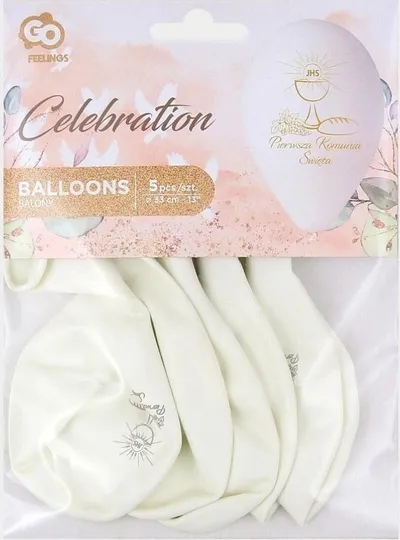 Balona dekorative Godan Premium First Communion, 33 cm, 5 copë, të bardha - 1