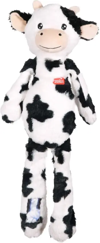 Lodër pelushi për qen Zolux Furry Farm Cow, 60cm, me fishkëllimë, bardh e zi