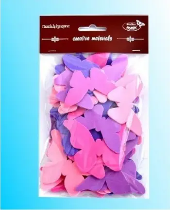 Stikerë dekorativë flutura Butterflies DM-M10, set 52 copë, madhësi 62-92mm, rozë vjollcë