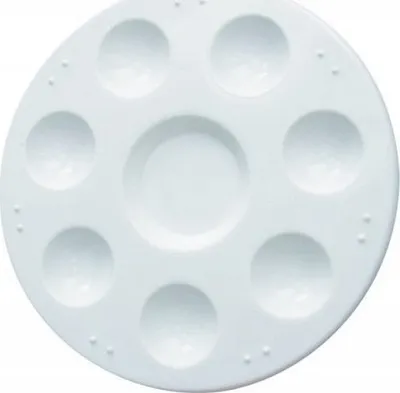 Paletë plastike rrethore për pikturë, 12 cm, 8 gropa, e bardhë - 1