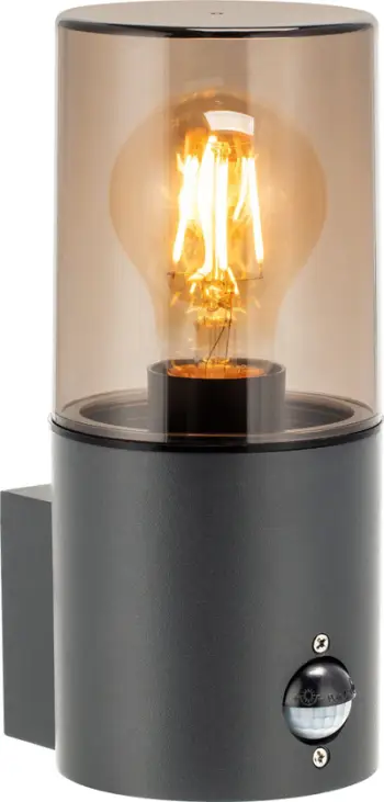 Lampë fasade SALVIA, me sensor lëvizjeje, E27 15W, IP54, gri e errët