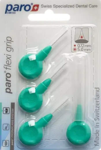 Furça interdentale Paro Flexi Grip 71075, 0.72mm 5.0mm, set 4 copë, jeshile