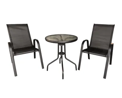 Set mobiljesh oborri Heinner Savona, 3 pjesë, alumin dhe MDF, i zi - 1