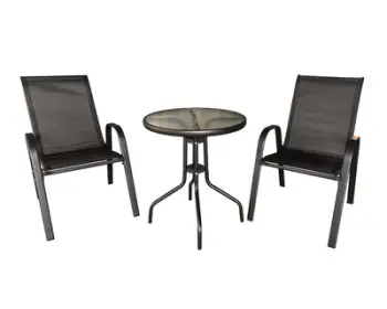Set mobiljesh oborri Heinner Savona, 3 pjesë, alumin dhe MDF, i zi