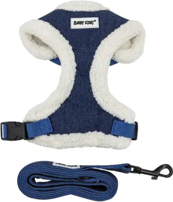 Set parzmore me litar për qen, xhins, madhësia M, blu marinë