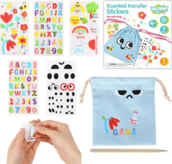 Set kreativ për fëmijë Woopie Magic Bag, mbi 109 ngjitëse, me çantë, blu