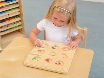 Lojë edukative druri Masterkidz Montessori, magnetike, tabelë mësimore, ngjyrë druri natyrale - 4