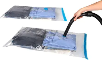 Qese vakum për rroba Alpina, set 2 copë, 50x86 cm, 74x130 cm, transparente