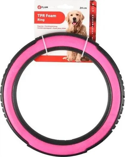 Lodër unazë për qen Flamingo Jchien Livia, shkumë, aromë mjedre, rozë e zezë, 24cm - 4