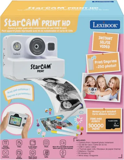 Kamerë digjitale për fëmijë Lexibook Instant Starcam, 1.3MP, 32GB, blu - 2