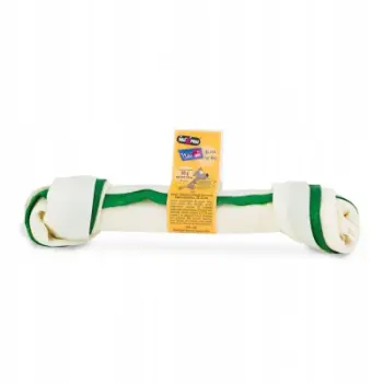 Kockë përtypëse për qen Hau&amp;Miau Two Color, 21.5 cm, bardhë jeshile