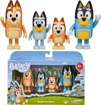 Set figura Bluey Family 4-Pack, 4 figura, për fëmijë 3-6 vjeç