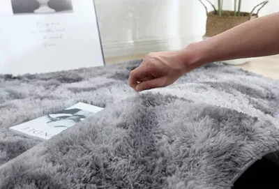 Qilim Round Shaggy Ombre Plush Soft Rug 100, i rrumbullakët, fije të gjata, gri ombre - 4