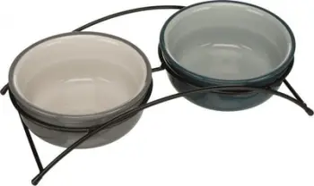 Set ene qeramike për kafshë Trixie Ean, 2 x 1.6L, me qëndrim metalik, gri