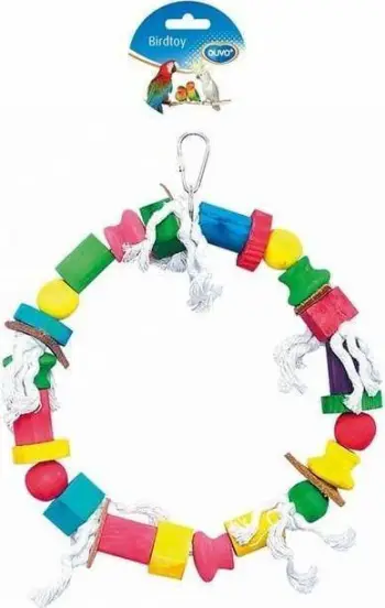 Lodër për zogj Duvo+ Colored Ring 4745014, unazë druri 30cm, shumëngjyrëshe