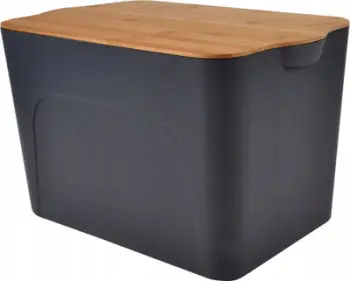 Kuti ruajtjeje Homea Storage Box With Lid, 26L, me kapak bambu, gri antracit