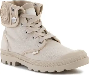 Çizme Palladium Baggy për femra, kanavacë pambuku, me lidhëse, bezhë