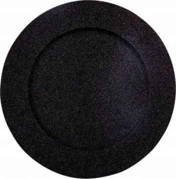 Pjatë dekorative Fééric Lights and Christmas Round, plastike 33cm, e zezë me shkëlqim