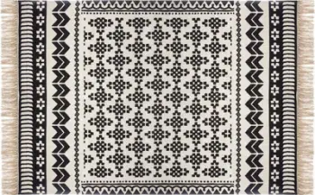 Tapet Atmosphera Delhi Boho, pambuk, 120x170 cm, krem me të zezë