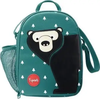 Çantë dreke 3 Sprouts Lunch Bag Bear, izoluese, me rrip shpatulle, jeshile