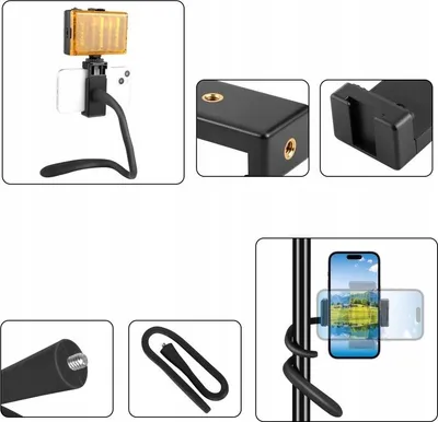 Tripod fleksibël dhe monopod Puluz PU882B, për telefon dhe GoPro, i zi - 5