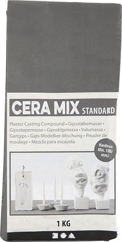 Masa suve Cera-Mix Standard, 1kg, për derdhje figurash, gri e çelët - 1