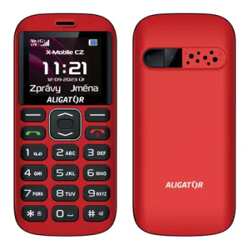 Telefoni Aligator A720 4G, VoLTE, me karikues tavoline, i kuq e zi