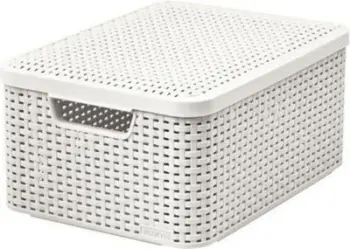 Shportë organizuese Curver Rattan Style M, me kapak, krem