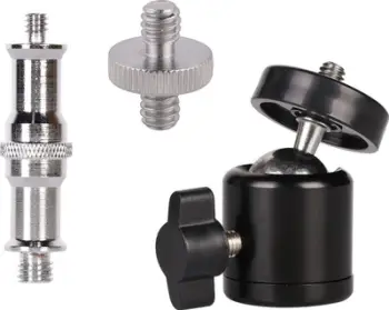 Set adapterësh foto video Mozos AMC, kokë me kugël 360°, vida 1/4" dhe 3/8", i zi