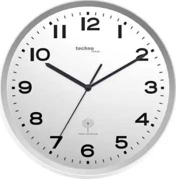 Ora murale Techno Line WT 8500-2, sinjal radio, 30 cm, argjendi