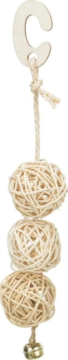Lodër për zogj Trixie Rattan Balls, 24 cm, me zile, ratan natyral