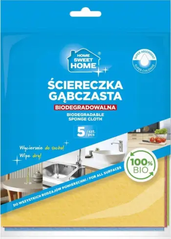 Leckë sfungjeri Spontex Home Sweet Home, biodegraduese, 5 copë, shumëngjyrëshe