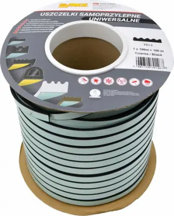 Garniturë vetëngjitëse Stomil Sanok Gasket DGP, profil E 15x3mm, 100m, e zezë