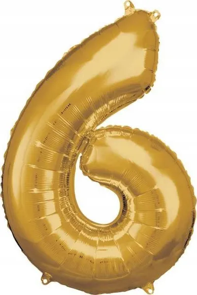 Balonë numri Amscan Super Shape 6, 55 x 88 cm, ngjyrë ari - 2