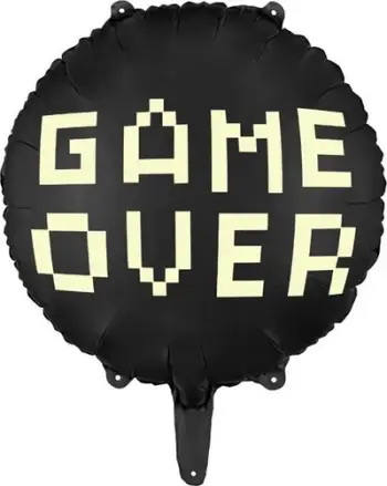 Balonë folje PartyDeco Game Over, 45cm, e zezë