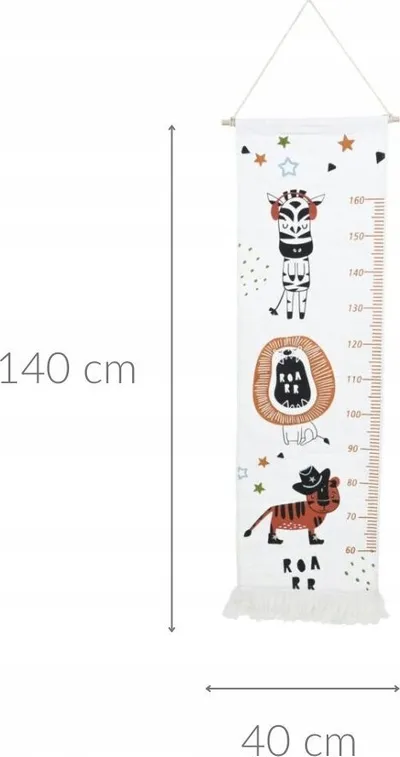 Grafik rritjeje për mur Home Styling Collection, tekstil me pupla, 40 x 140 cm - 2