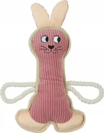 Lodër pelushi për qen BUDDY Lepurush, me squeaker, rozë