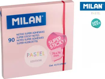 Shënime vetëngjitëse Super Sticky Pastel, 76 x 76 mm, 90 fletë, rozë