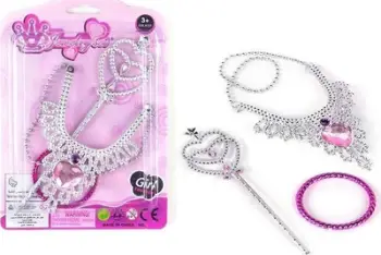 Set bizhuterish për princeshë Artyk Jewelry Set With Wand, me shkop magjik, për vajza, argjend me rozë