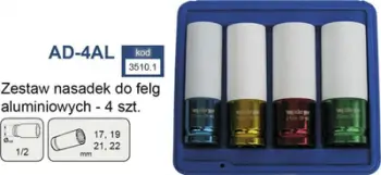 Set çelësa goditës Adler AD-4AL, 1/2", 17-22mm, për felne alumini
